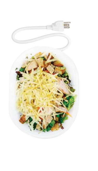 Plato de comida saludable flotando